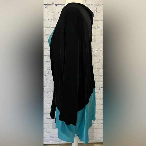 CM Shapes Stretchy Top Blouse Blue/black Size 5X - Picture 3 of 6